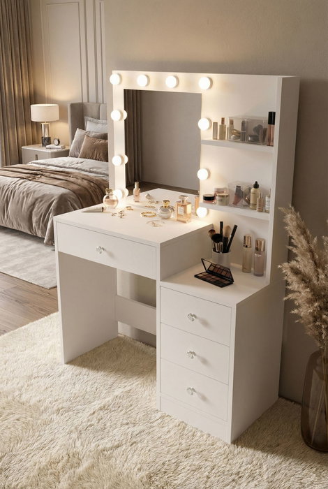 Hanah Home Monroe - MO2-W Mesa de Maquillaje Blanca